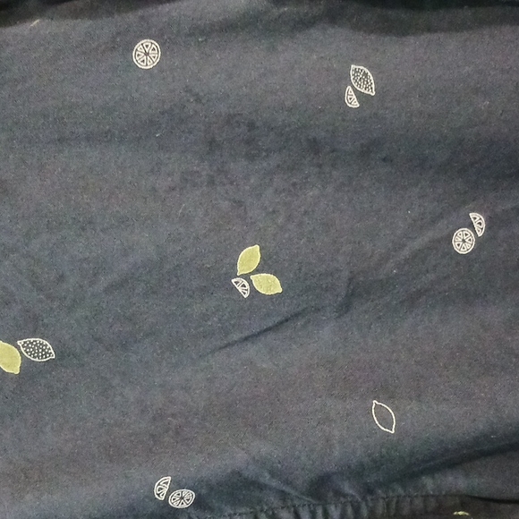 Frank and Oak cotton button down - navy blue w lemons - Med - Picture 4 of 6